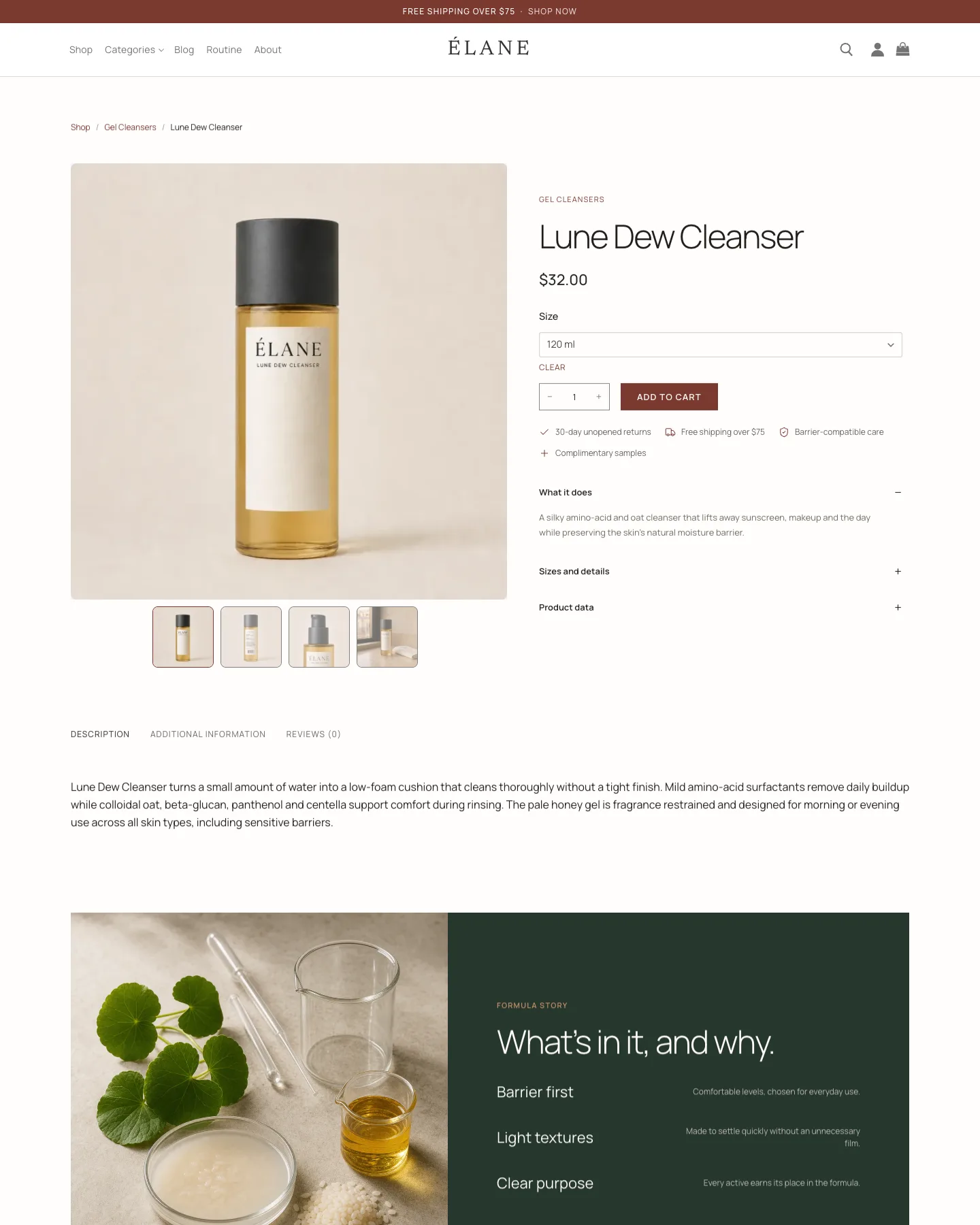 ÉLANE Lune Dew Cleanser WooCommerce single product page preview