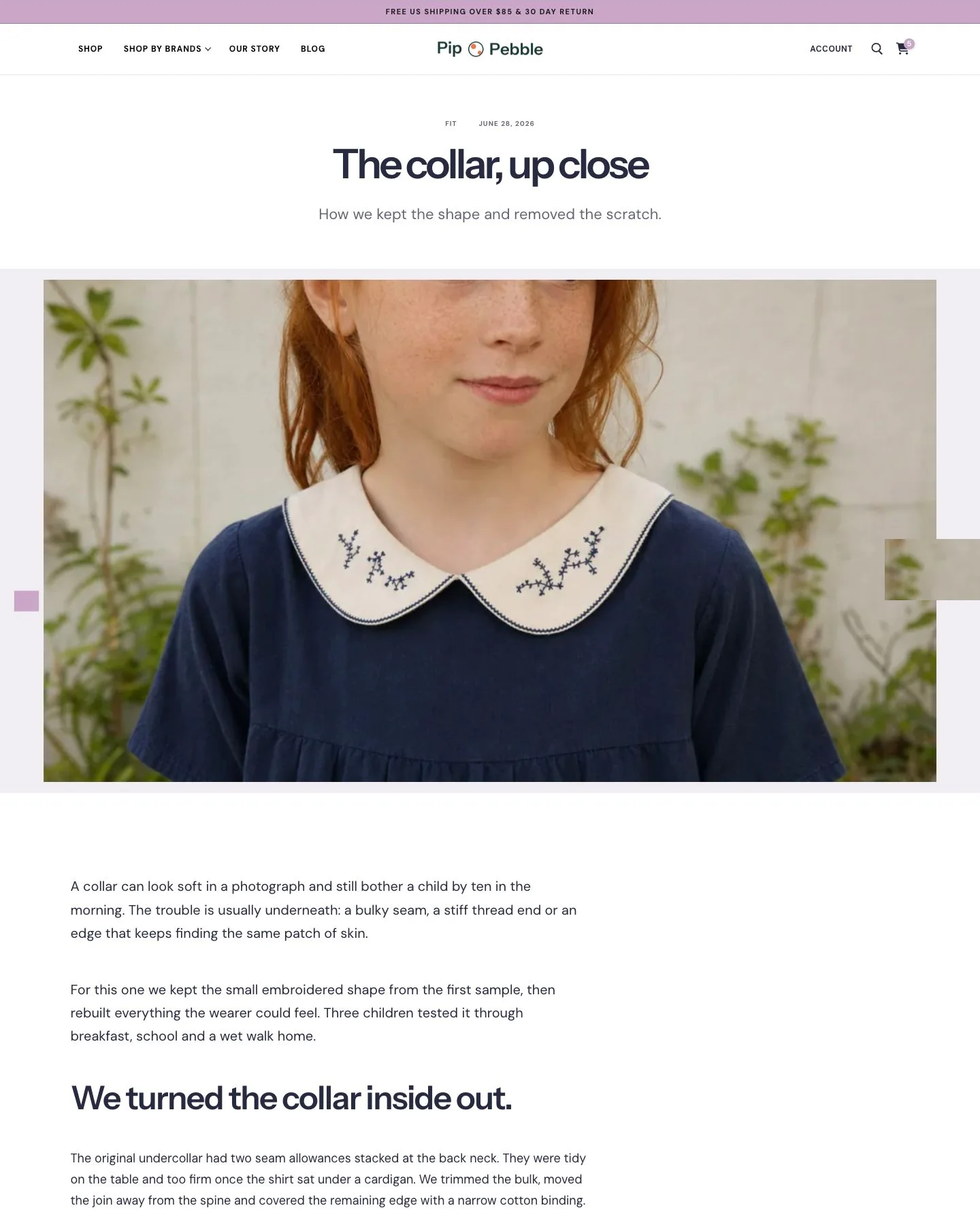 Pip and Pebble children’s clothing journal article page preview