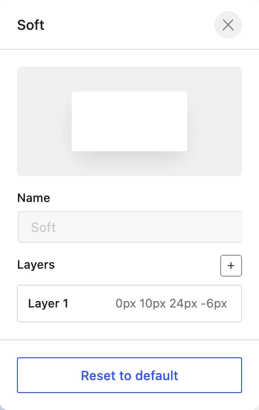 The shadow editor popover shows the pinned preview card and layer fields.
