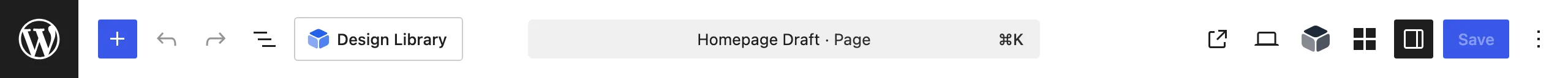 The document toolbar includes the Design Library button used to open the pattern browser.