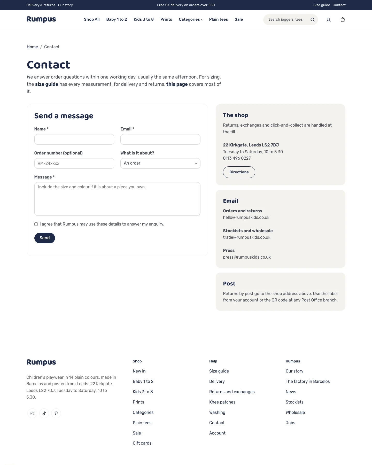Contact page preview for Rumpus